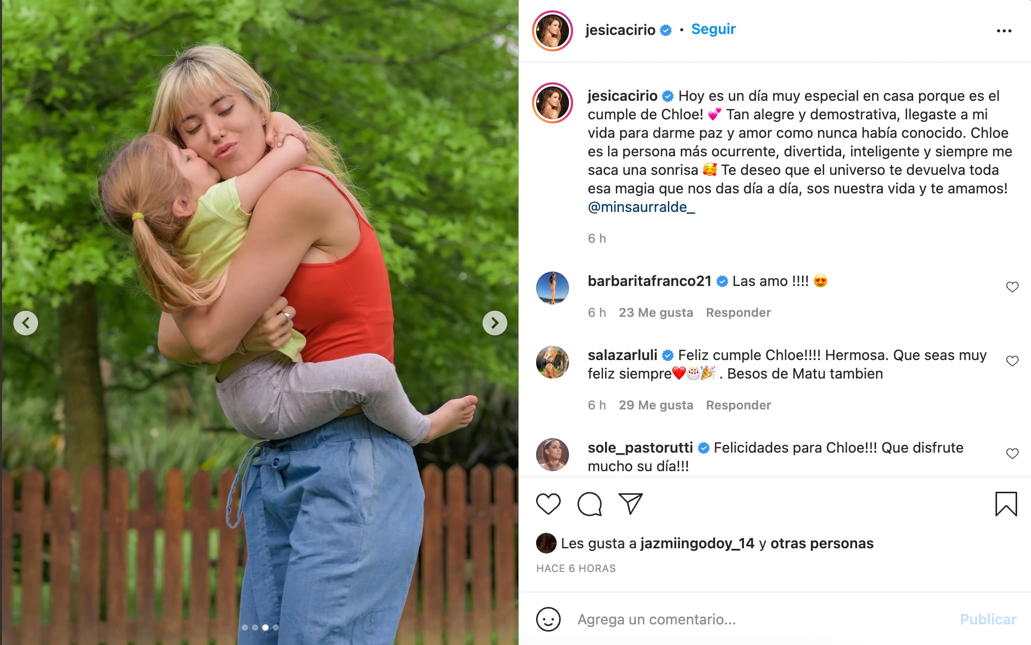 El posteo de Jésica en Instagram