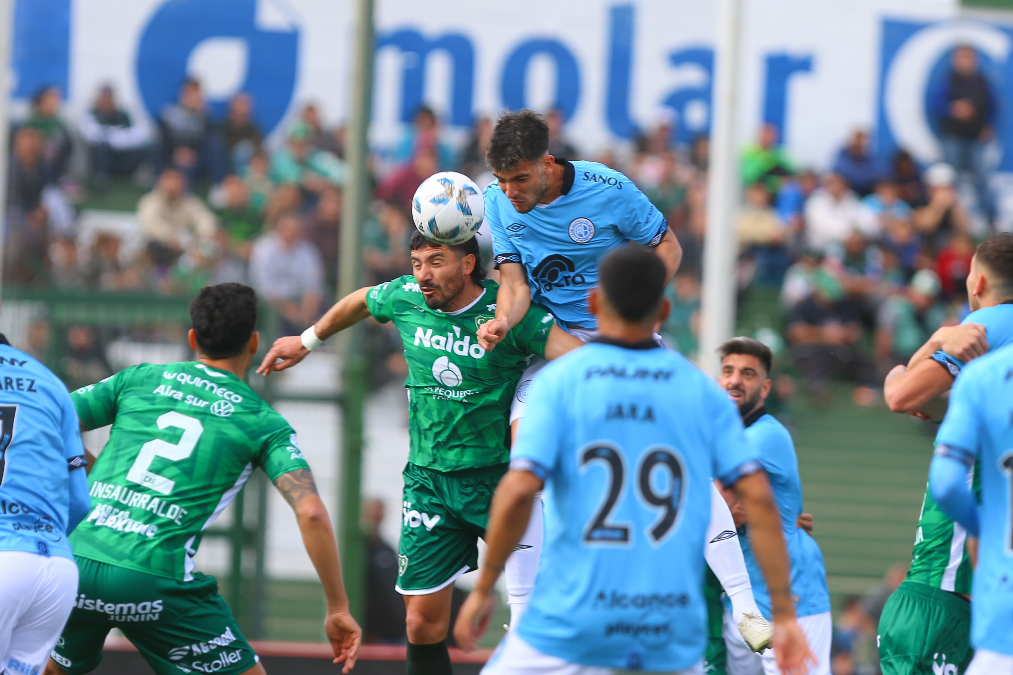 Belgrano visitó a Sarmiento, en Junín, por la novena fecha de la Liga Profesional. (Prensa Belgrano)