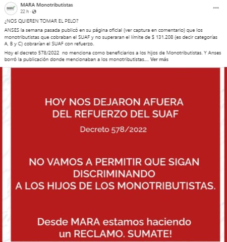 Publicación de MARA Monotribustas.