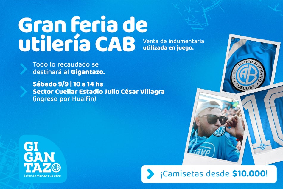 Se viene la Gran feria de utilería del Club Atlético Belgrano para colaborar con la construcción del gimnasio cubierto