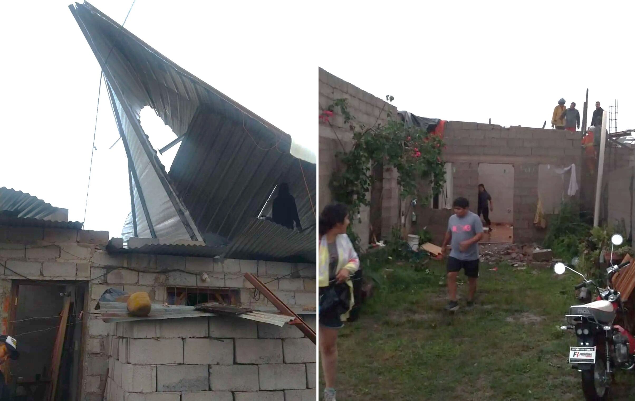 El temporal de este lunes en Jujuy provocó  la voladura de techos en viviendas, entre otros daños materiales.