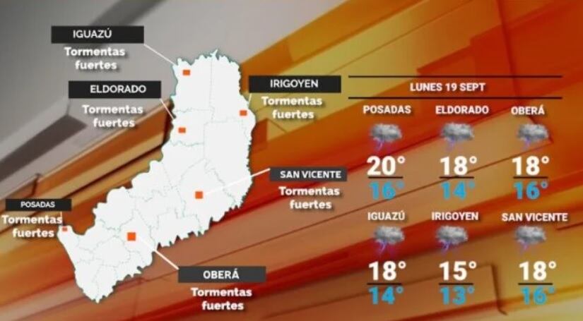 Inicio de semana con lluvias e inclemencias en Misiones.