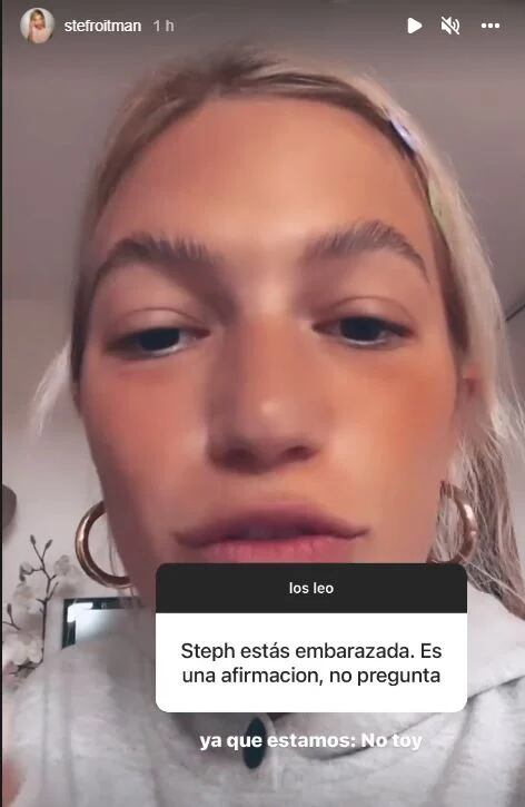 Stefi Roitman en Instagram sobre los rumores de su embarazo.