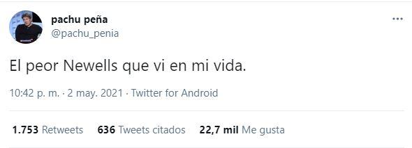 El mensaje de Pachu Peña tras la derrota de Newell's en el clásico de Rosario.