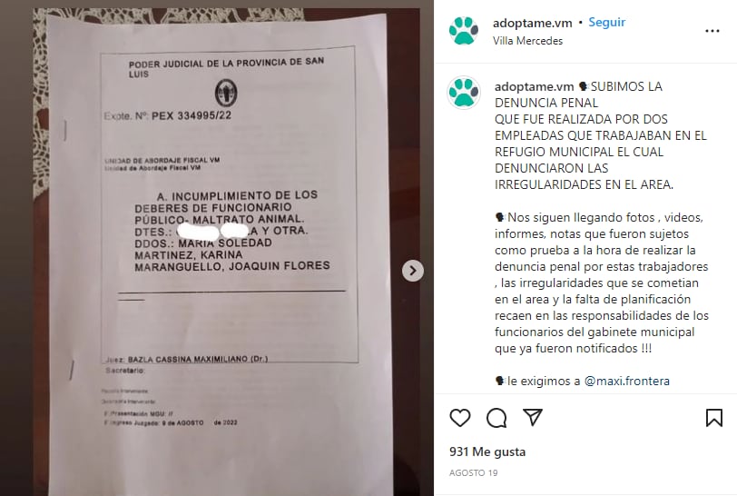 Denuncias contra el Refugio Animal de Villa Mercedes