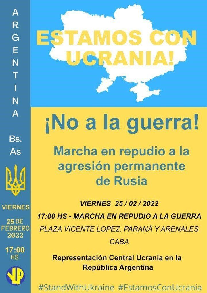 La convocatoria de la marcha de este viernes por la tarde en repudio de la guerra.