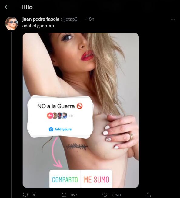 Las repercusiones en Twitter de la foto sin ropa de Adabel Guerrero.