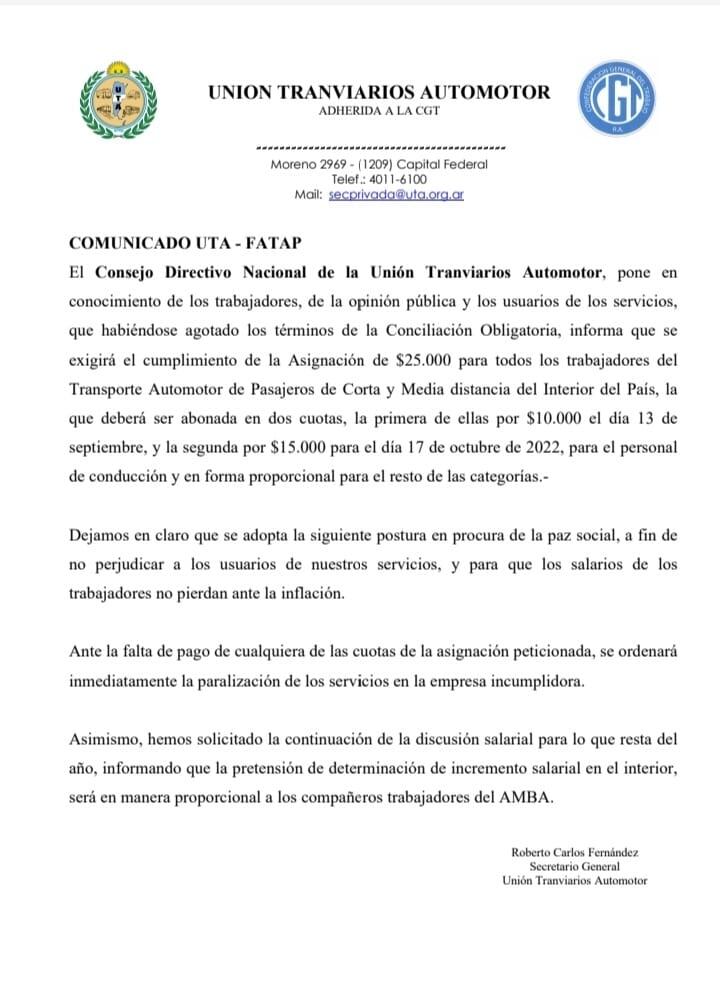 Exigen el pago de una asignación extra hasta el 13 de septiembre.