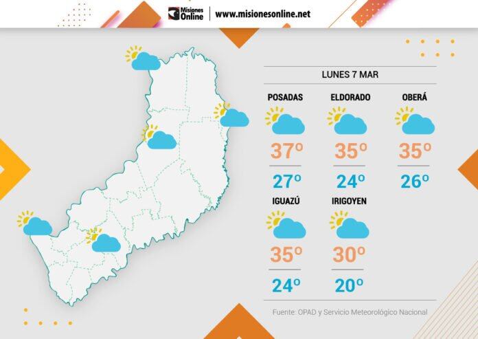 Inicio de semana con una jornada calurosa y aumento de temperaturas en Misiones.