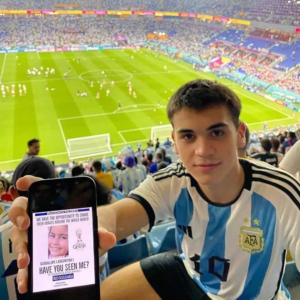 Tomás compartió la imagen de Guadalupe Lucero en el Estadio 974 de Qatar