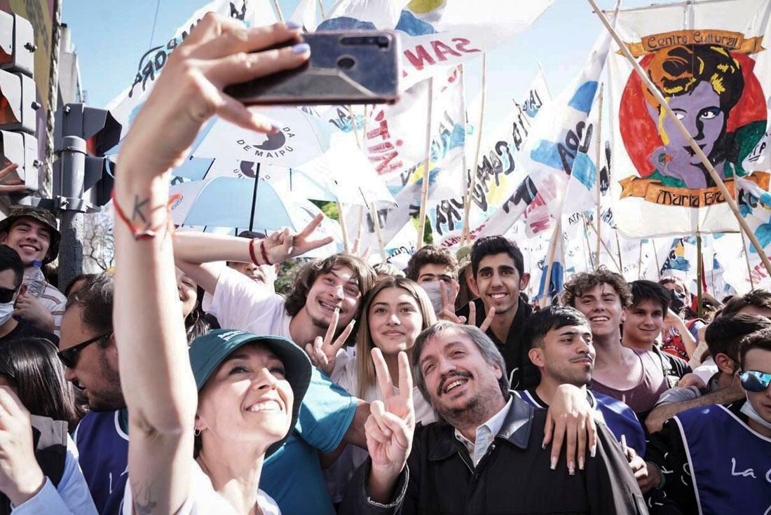 Máximo Kirchner en la marcha del Día de la Militancia. 