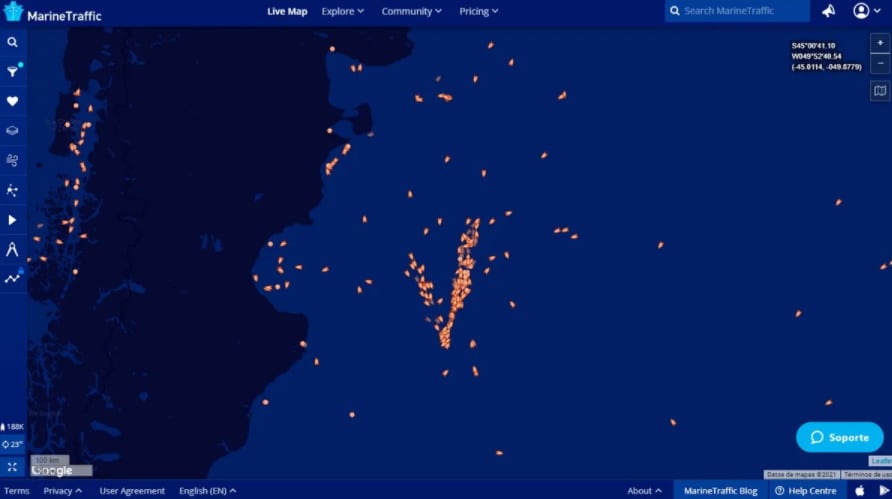 Greenpeace informó que el frente del Mar Argentino está “sitiado” por una flota de barcos extranjeros