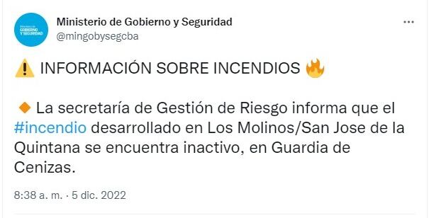 El comunicado oficial de la Secretaría de Gestión de Riesgo y Cambio Climático.