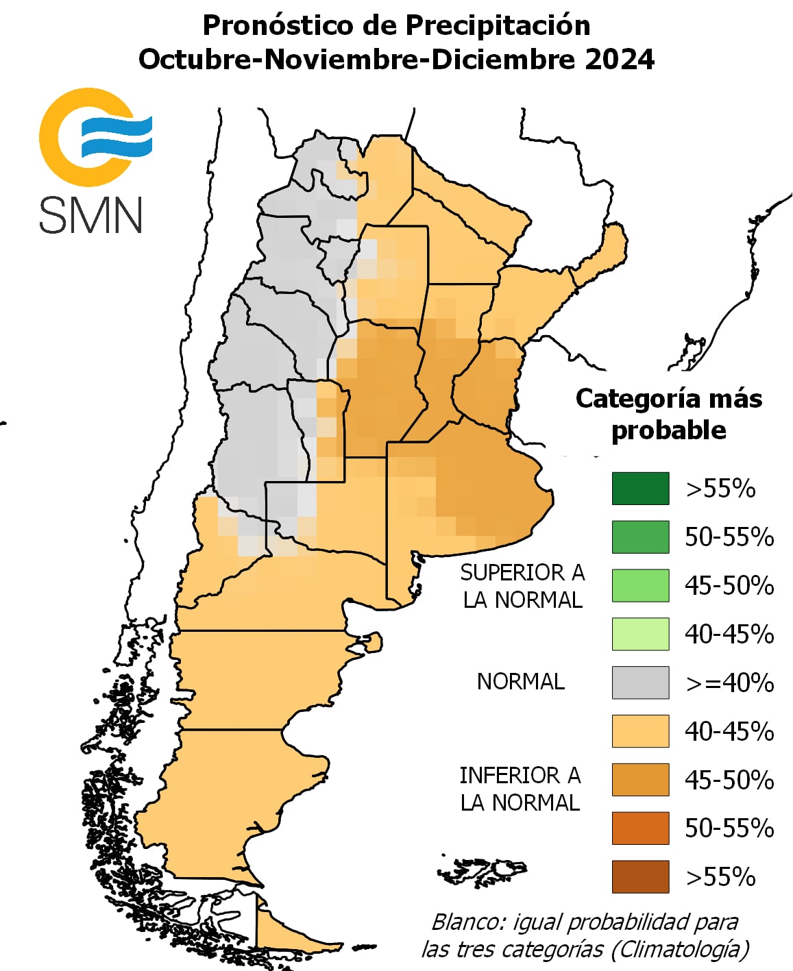 Las precipitaciones para los próximos meses.