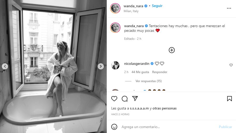 Wanda Nara posó en bata y se robó la mirada de sus seguidores