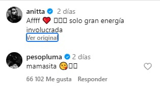 Los mensajes en Instagram entre Anitta y Peso Pluma