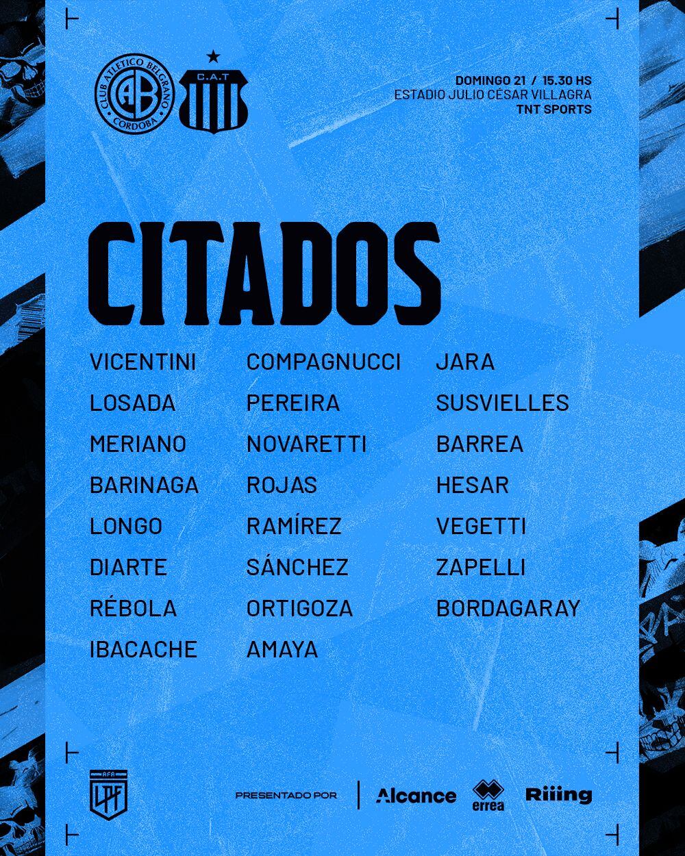 Los elegidos por Guillermo Farré para el Belgrano-Talleres de este domingo.