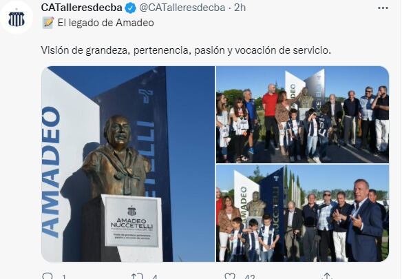 Un busto en honor al Pelado, en el predio modelo que lleva su nombre: Amadeo Nuccetelli.