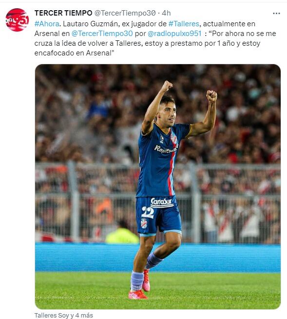 Lautaro Guzmán, con minutos y figura en Arsenal, rival de Belgrano.