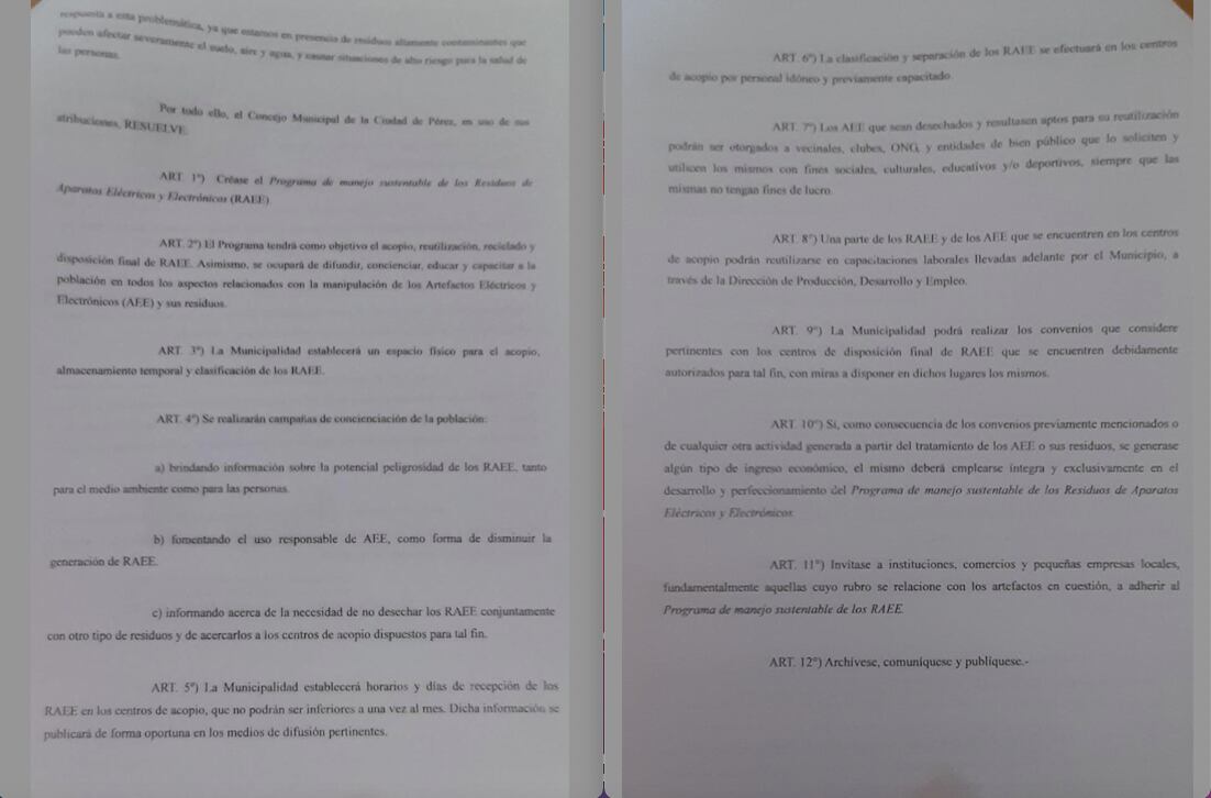 Ordenanza sobre Programa de manejo sustentable de residuos electrónicos (Hernán Federico)