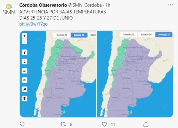 Otra ola de frío intenso en Córdoba.