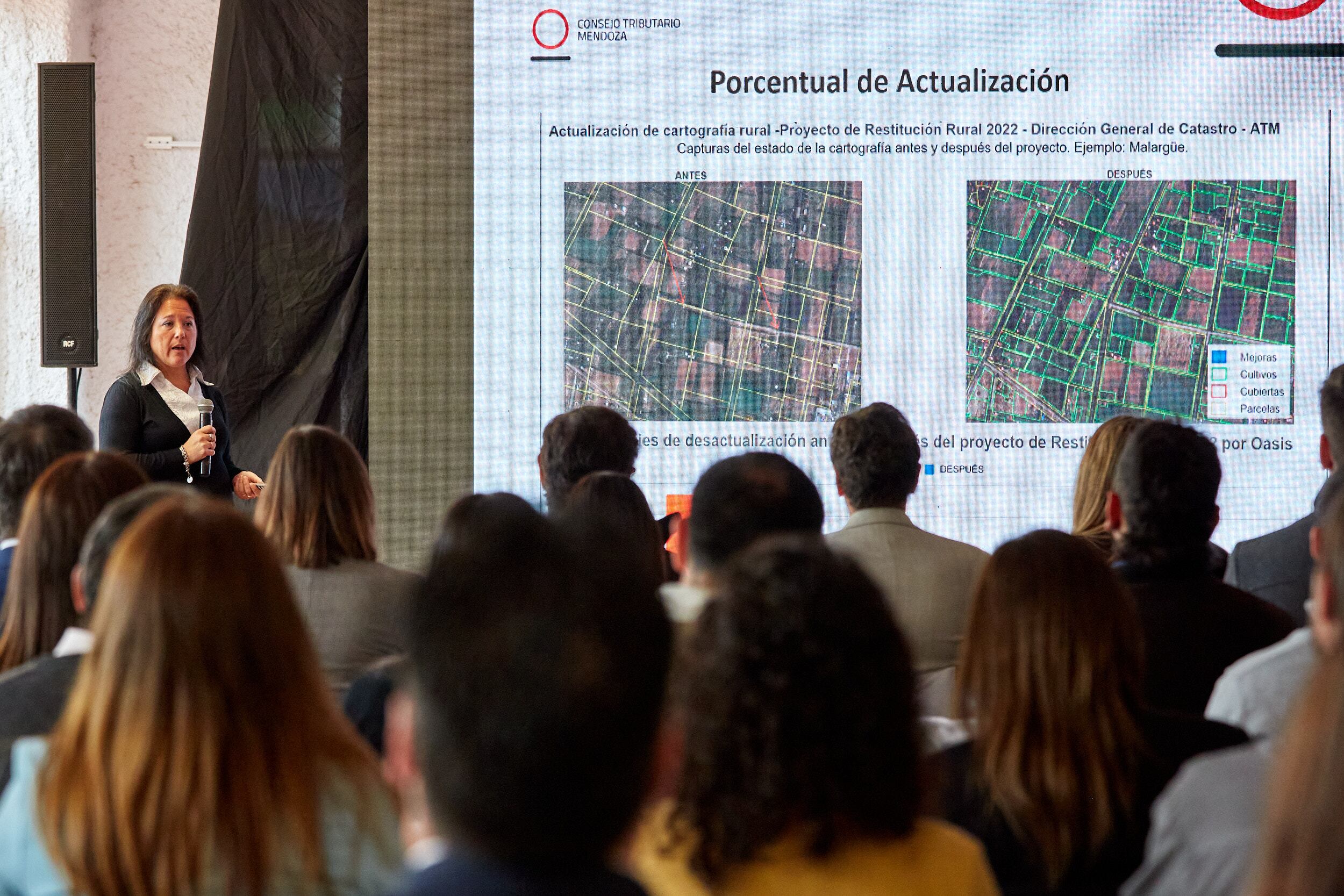 Jimena Luzuriaga, directora general de Catastro de Mendoza, expuso sobre el “Relevamiento rural catastral”.