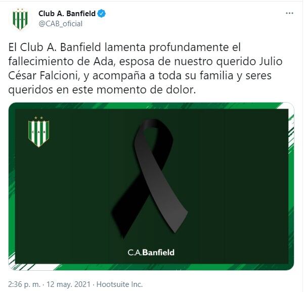 El saludo de Banfield para Julio César Falcioni. (Twitter: @CAB_oficial)