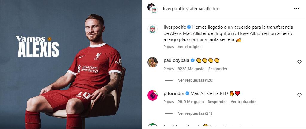 El Liverpool le dio la bienvenida a Alexis Mac Allister.