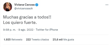 Viviana Canosa rompió el silencio y publicó un mensaje en sus redes.