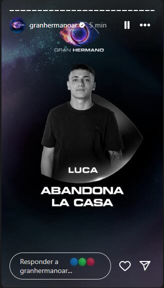 Luca fue el sexto eliminado de Gran Hermano 2025