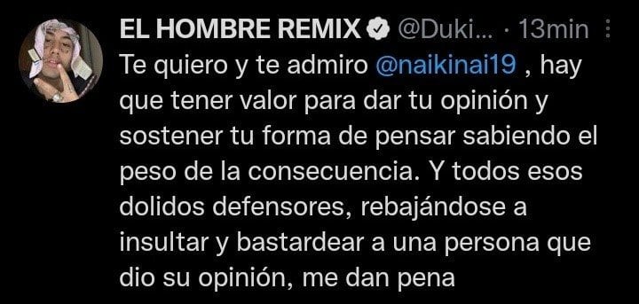 El posteo del Duki en el que defiende a Nicki Nicole