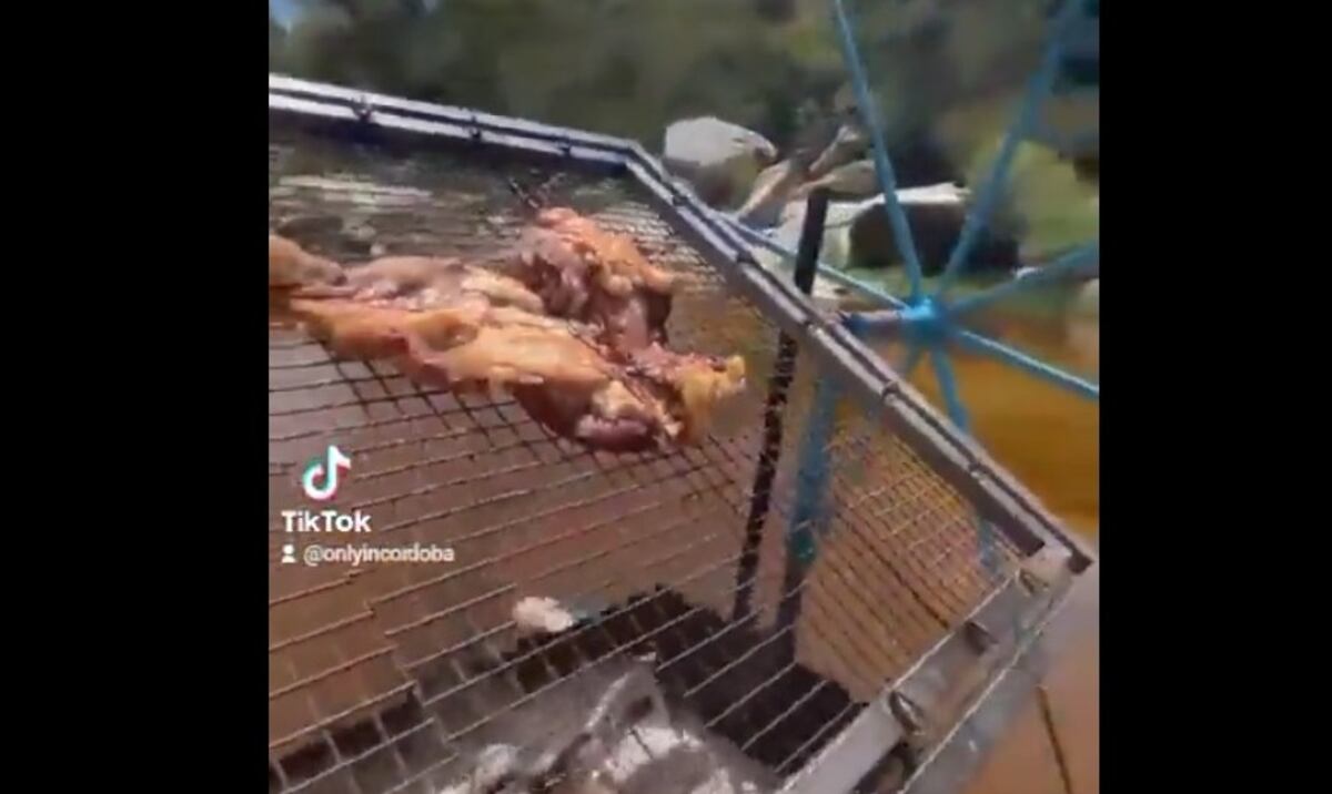 “Parrilla de alta tecnología”: la insólita técnica de un cordobés para hacer asado en el río