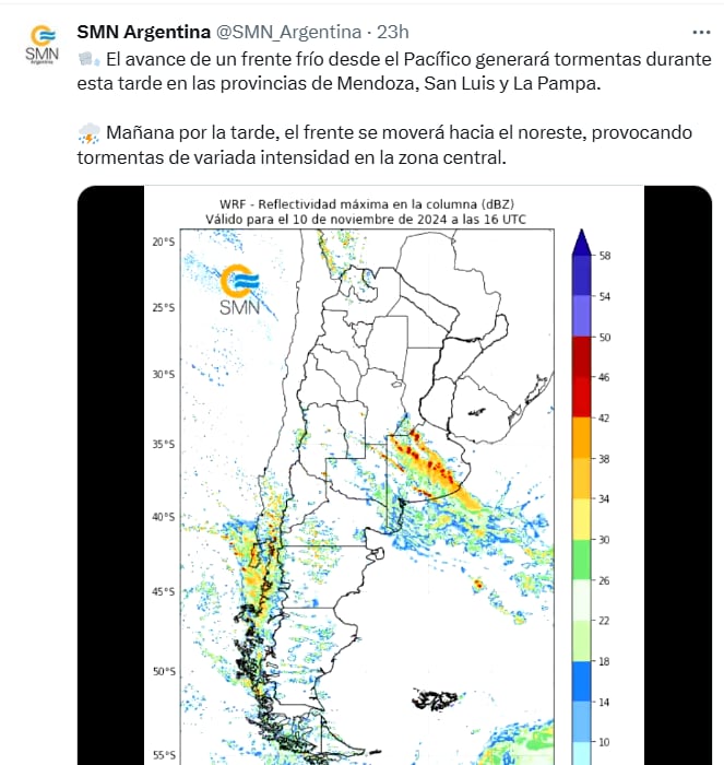 Alerta meteorológica por tormentas y vientos fuertes