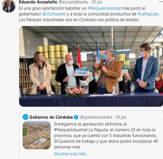 El actual ministro de Industria, Eduardo Accastello, será candidato a senador.