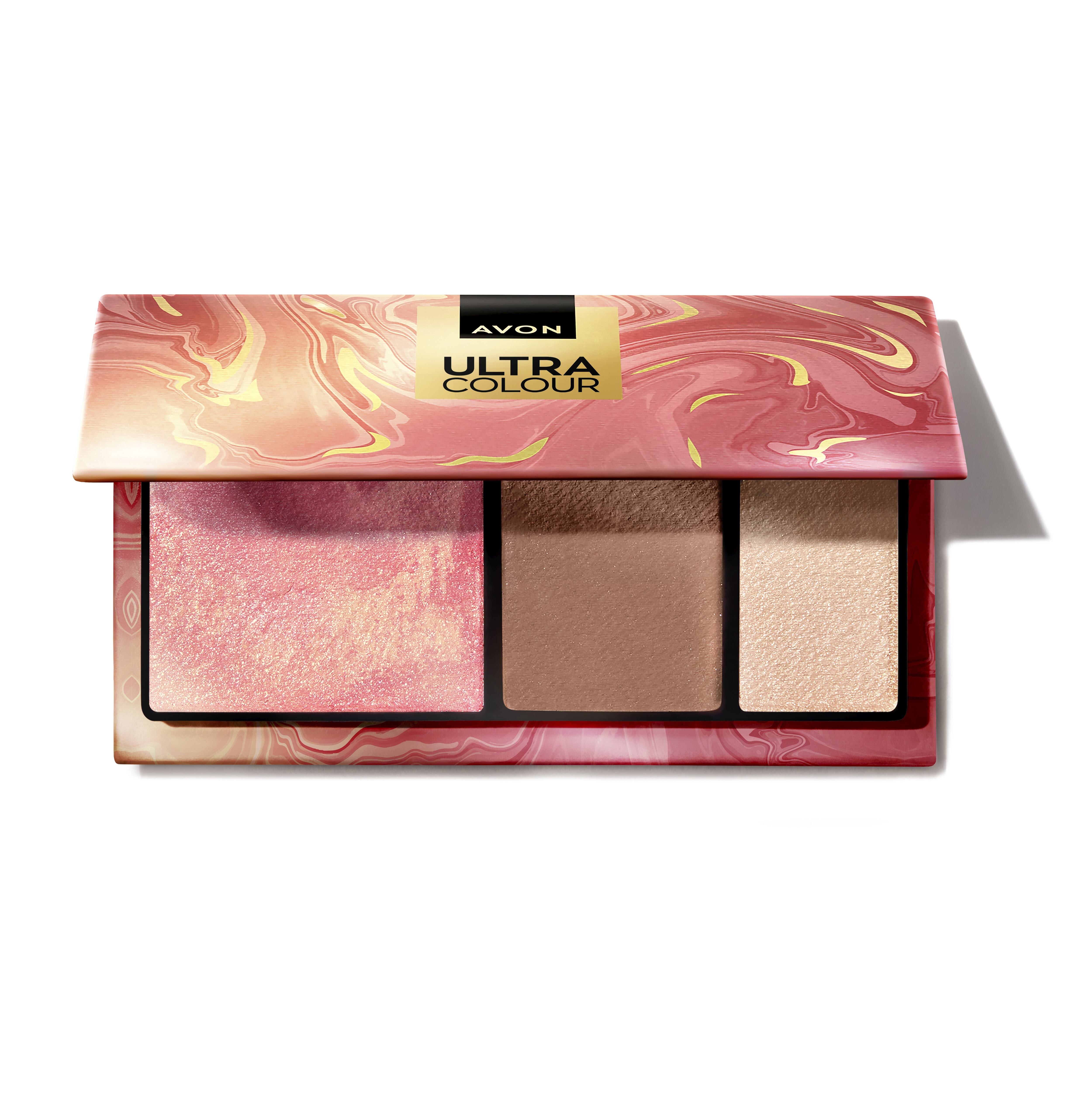 Ultra Color Paleta Facial en Polvo 3 en 1 Rubor, Efecto Bronceado e Iluminador - Avon.