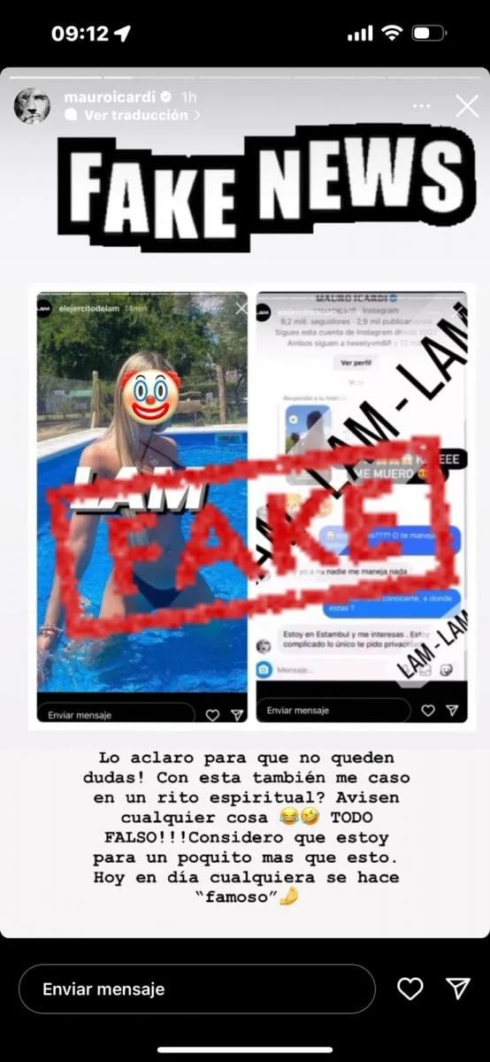 Icardi salió a desmentir los chats con Rocío Galera