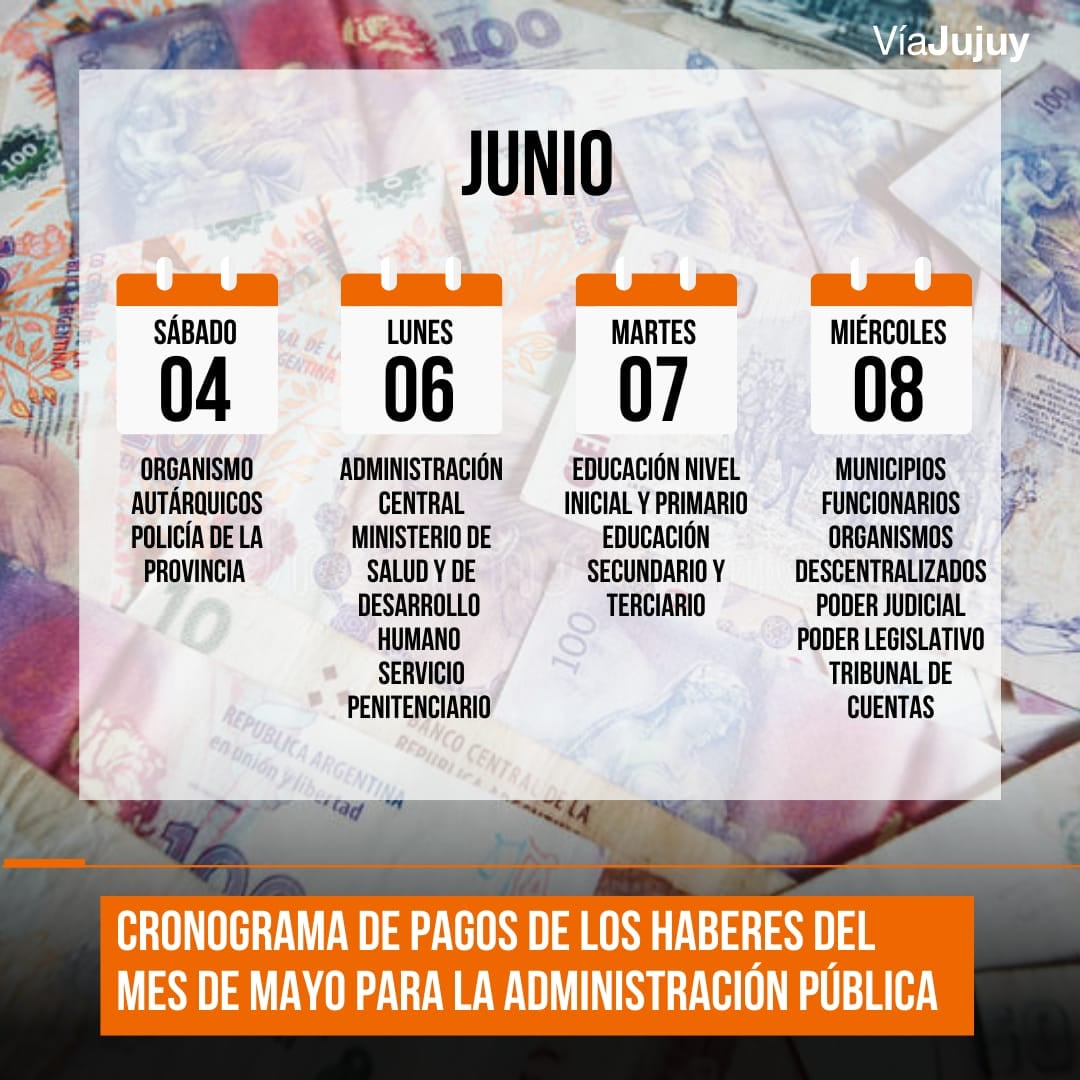 El Gobierno anunció las fechas de pago de los haberes de mayo a los trabajadores  estatales.