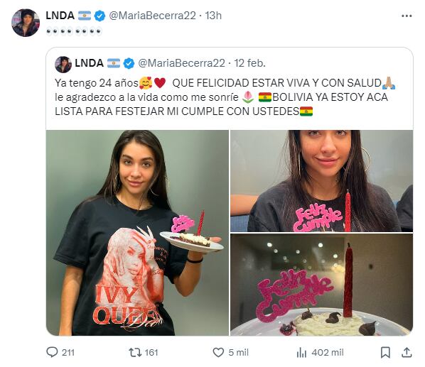 María Becerra les brindó una pista a sus fans en el día de su cumpleaños.