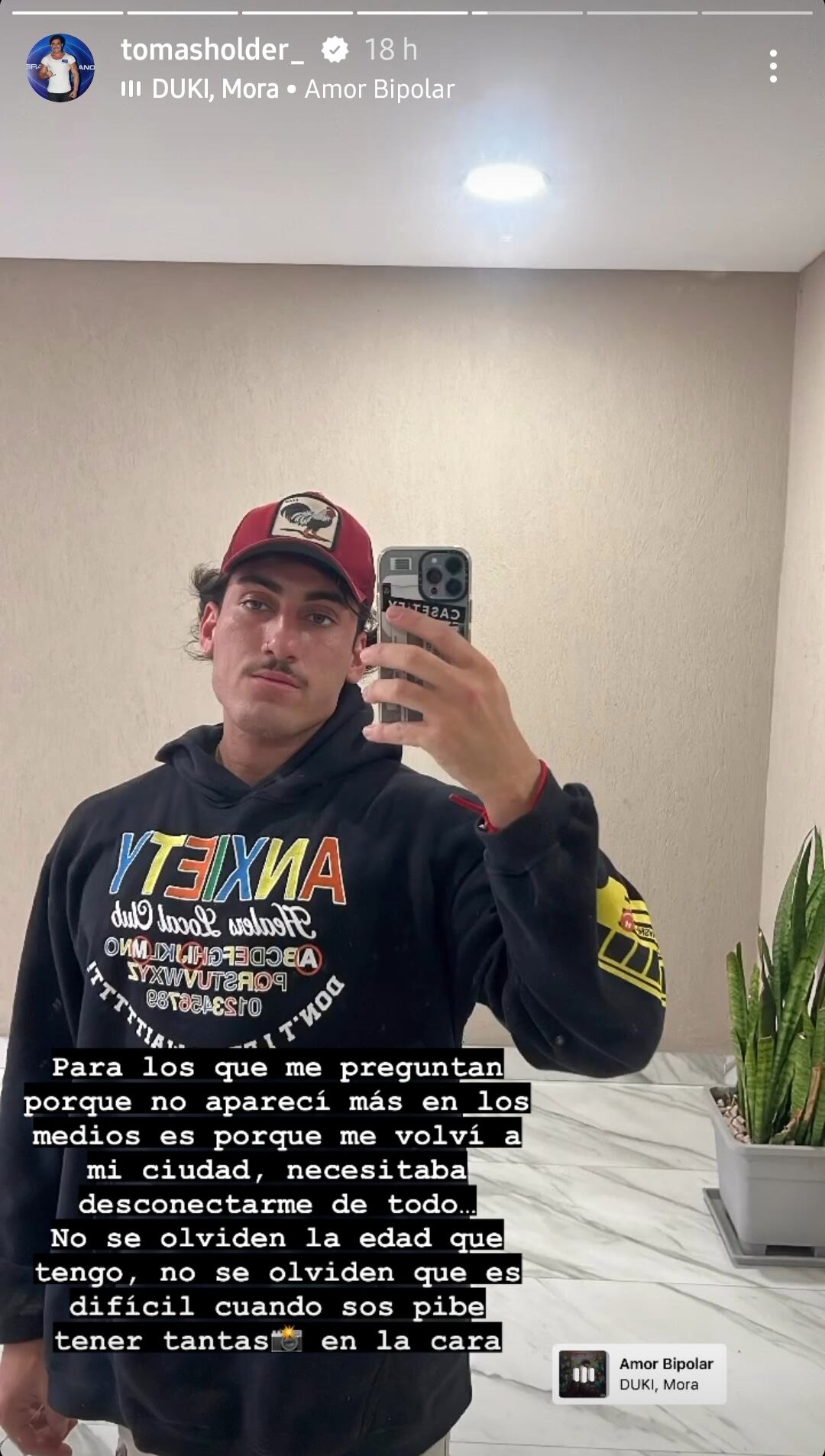 Tomás Holder en Instagram (Captura de pantalla)