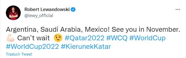 El mensaje de Robert Lewandowski tras el sorteo de Qatar 2022