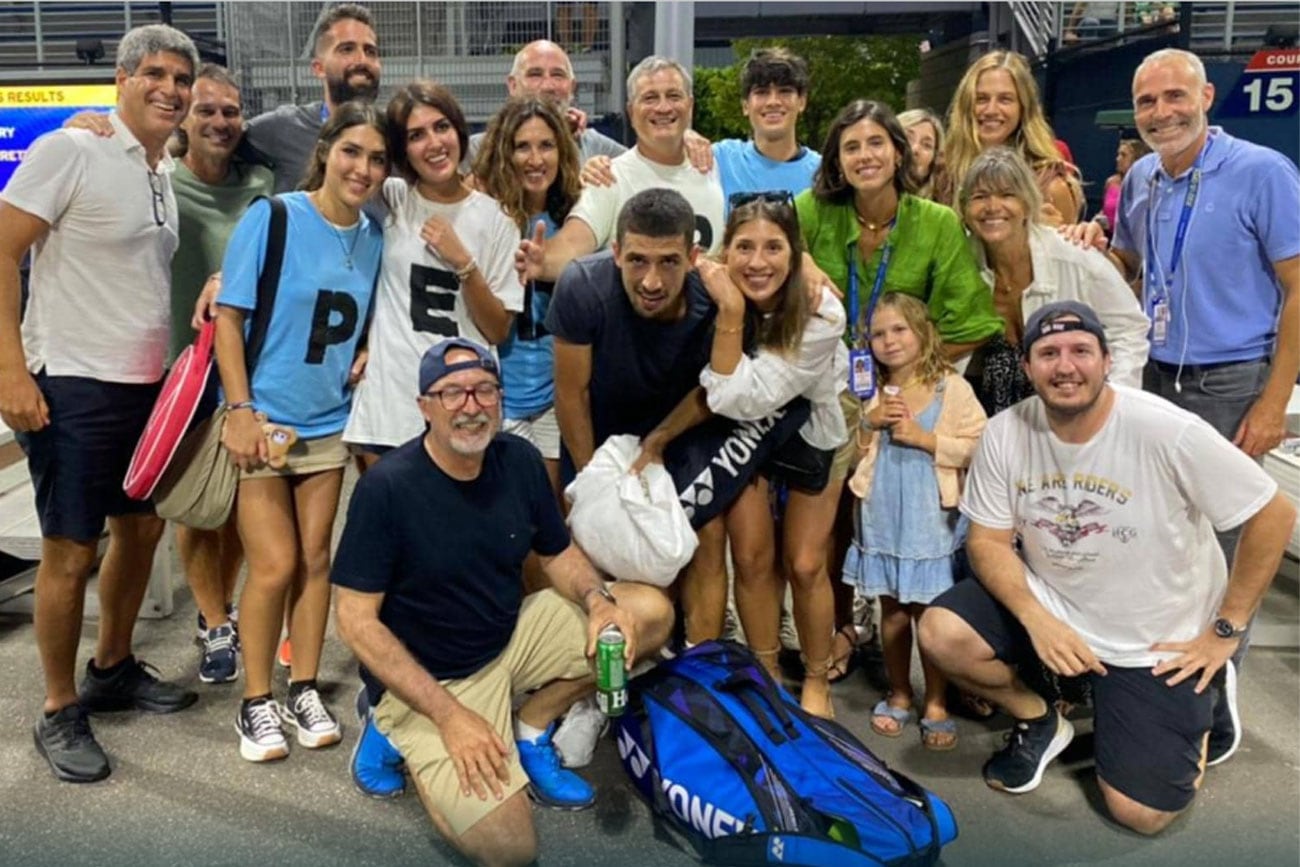 Pedro Cachín con su banca personal en el US Open. (Gentileza Pedro Cachín)