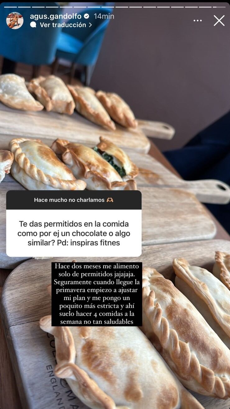 Agustina Gandolfo habló sobre su alimentación y contó cuáles son sus platos favoritos.