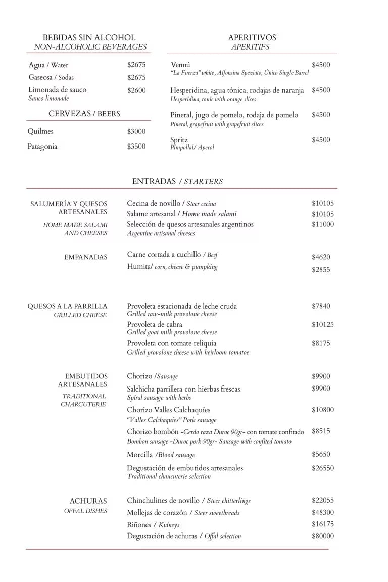 Los precios oficiales de la parrilla de Don Julio