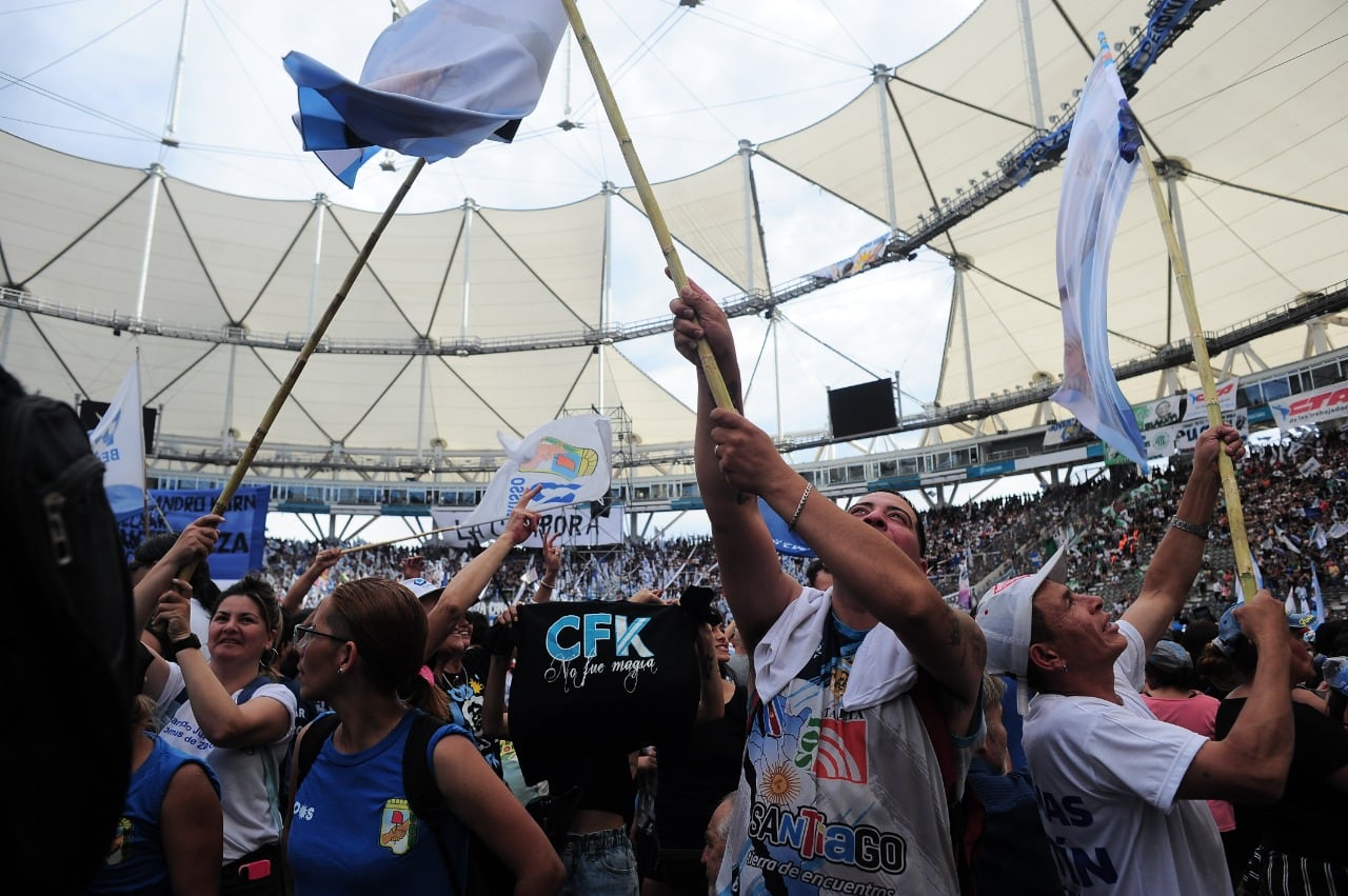 Los militantes en el acto de Cristina Kirchner