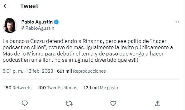 Cazzu enfrentó a un famoso youtuber que criticó a Rihanna por su show en el Super Bowl