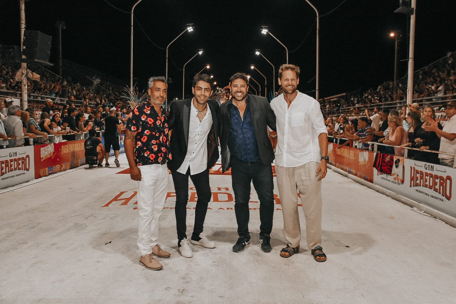 Facundo Venencio, Alejandro Cupito,  Matías Alé y Mario Guerci, en Carnaval de Gualeguaychú 2023.