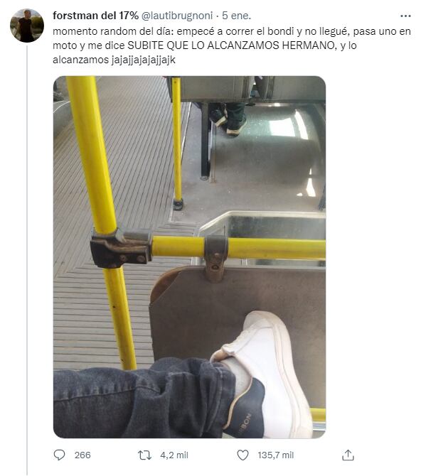 El joven compartió la historia a través de su cuenta de Twitter.