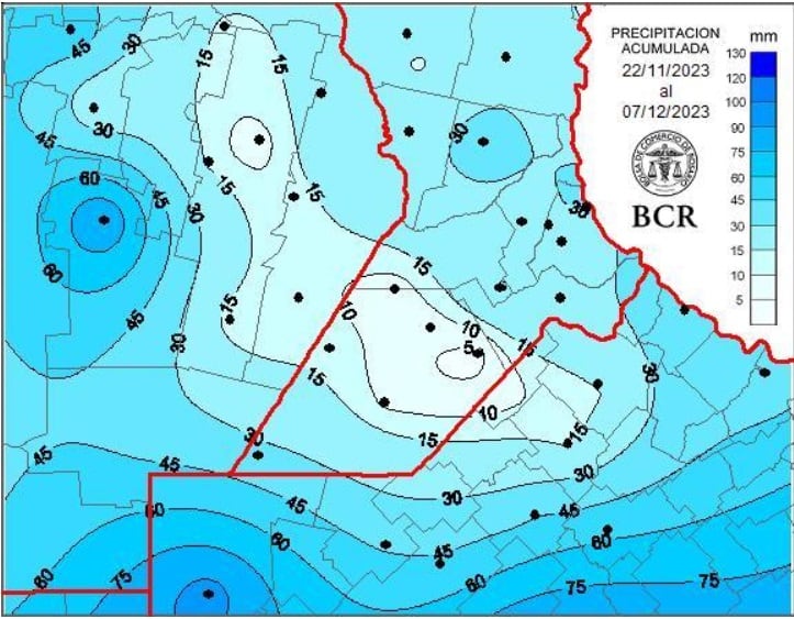 Lluvia sudeste Córdoba