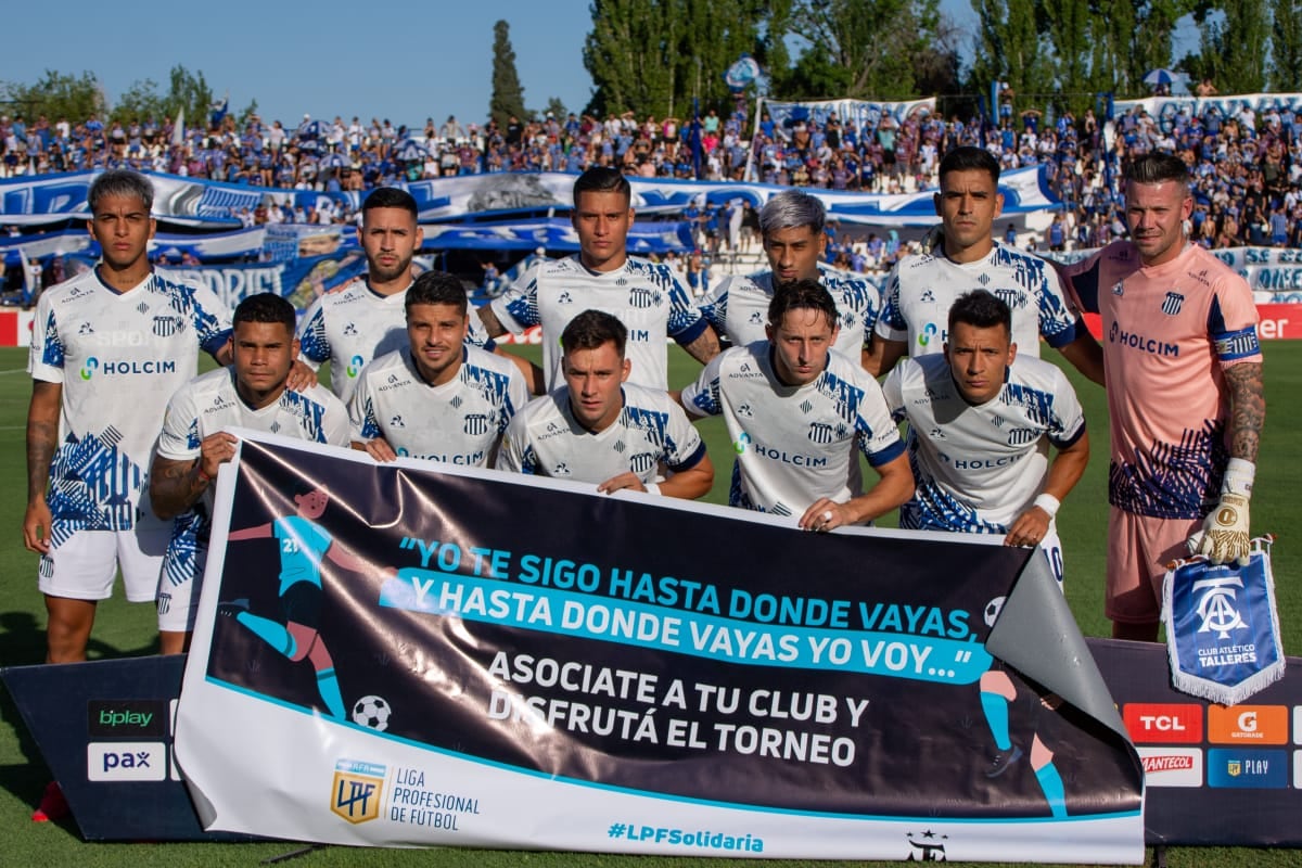 Los 11 de inicio de Talleres en su visita a Godoy Cruz por el Apertura de la Liga Profesional. (Prensa Liga Profesional)