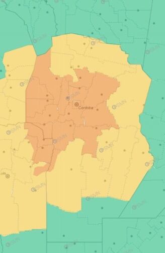 El sistema de alerta temprana del SMN para este martes 24 de enero.